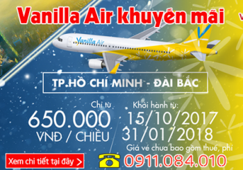 Vé khuyến mãi Vanilla Air từ HCM đi Đài Bắc từ 650k