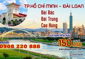 China Airlines khuyến mãi vé khứ hồi Sài Gòn – Đài Loan chỉ từ 150 USD